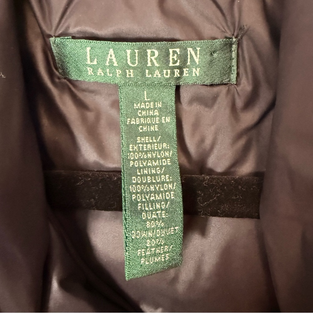 LAUREN Ralph Lauren Black Winter Down Puffer Coat with Hood Size L - Picture 7 of 8